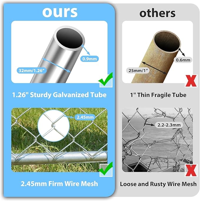 10x10ft Large Dog Kennel Outdoor, Heavy-Duty Outside Dog Kennel with Roof, Security Latch-Lock Door, Chain-Link Dog Enclosure Dog Run for Yard with Cover