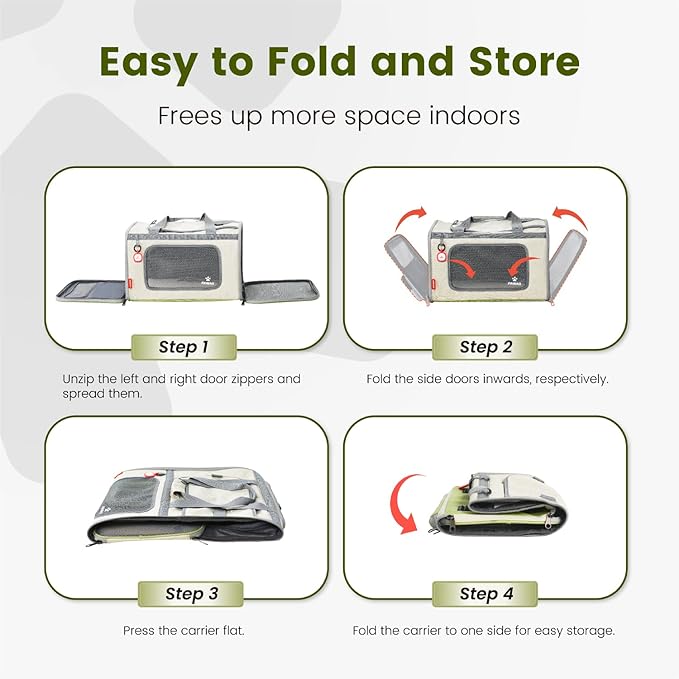 Pawaii Cat Carrier with ID Tag, TSA Airline Approved Soft Sided Collapsible Pet Travel Carrier, Portable Comfortable Convenient Foldable Cat Travel Bag