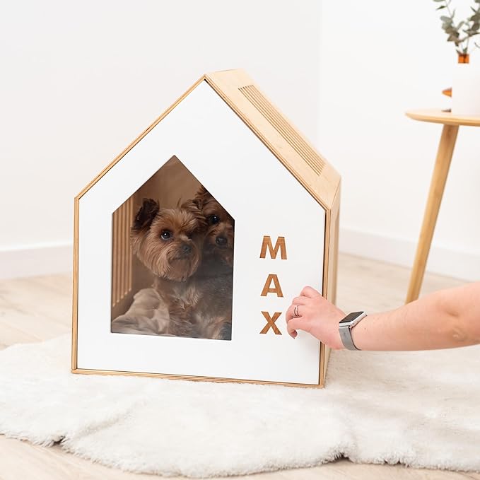 Enjoy The Wood Dog Furniture Crate - Wooden Dog Crates for Small & Medium Dogs - Personalized Housewarming Gift for Pet Owner