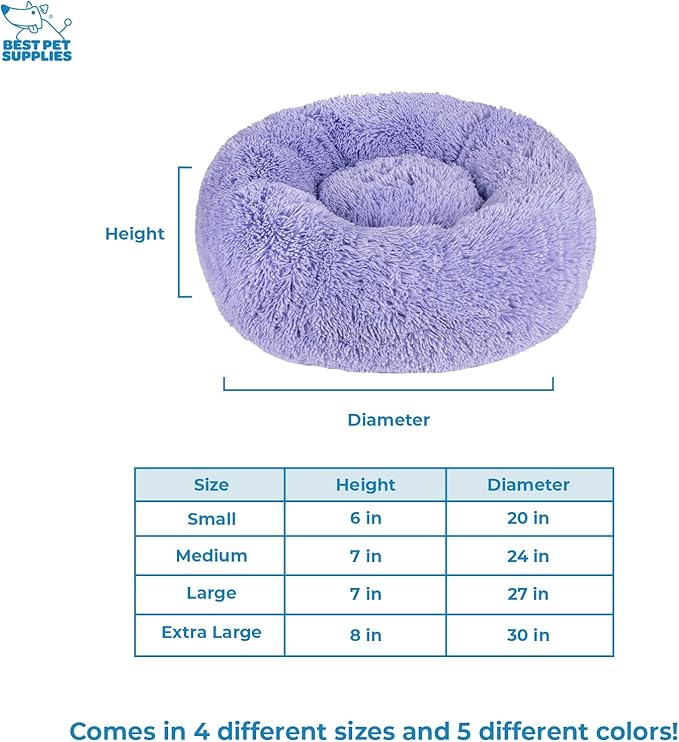 Best Pet Supplies Dog House Bed Crate Mat Tent Indoor Round Soft Plush for Small, Medium, and Large Breeds - Lavender, 27 x 27 x 7.5
