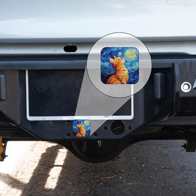 Hitch Cover Fits for 2-Inch Hitch,Orange Cat Gazing at The Starry Sky Rubber Trailer Hitch Cover Tube Plug Insert,Car Exterior Accessories, Receiver Tube Hitch Plug