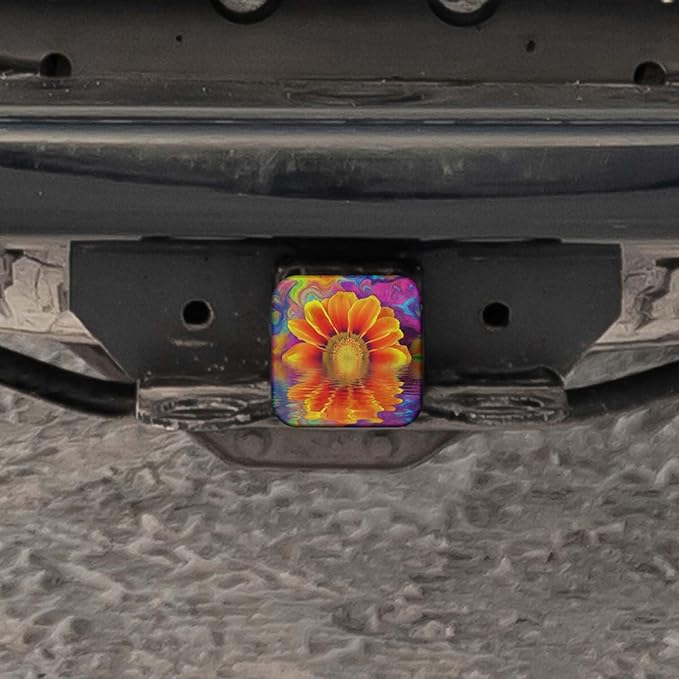 Swono Sunflower Tow Hitch Covers Bright Reflection Wave Colorful Sunflowers Sturdy Rubber Hitch Cover 2 Inch Trailer Hitch Cover Plug Cap Insert for Most Trucks SUV RV and Cars