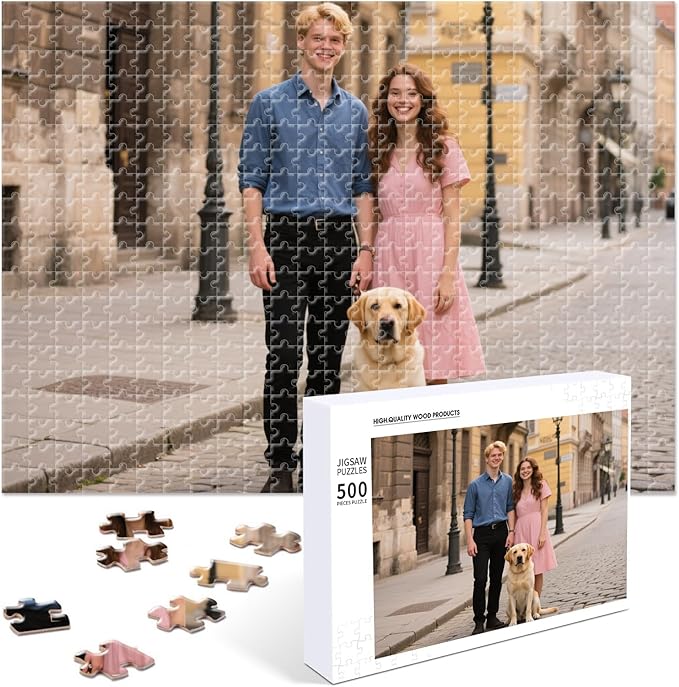 Custom Photo Puzzle, Personalized 500‑Piece Jigsaw Puzzle from Your Photos, Unique Custom Gift for Adults, Families, Weddings, Couples, Anniversaries, and Christmas(500-horizontal)