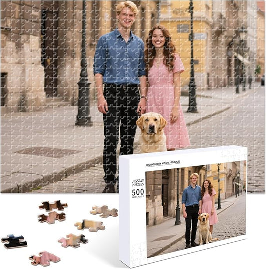 Custom Photo Puzzle, Personalized 500‑Piece Jigsaw Puzzle from Your Photos, Unique Custom Gift for Adults, Families, Weddings, Couples, Anniversaries, and Christmas(500-horizontal)