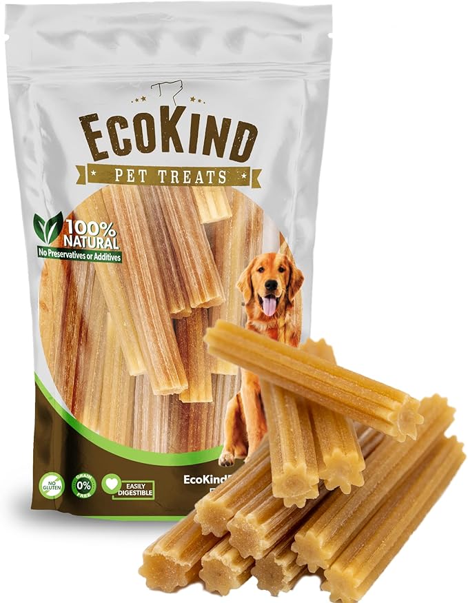 EcoKind Pet Treats Premium Gold Chicken Flavored Churro Chews | All Natural Himalayan Yak Cheese Dog Chew for Small to Large Dogs | Keeps Dogs Busy & Enjoying Indoors & Outdoor Use (10 Sticks)