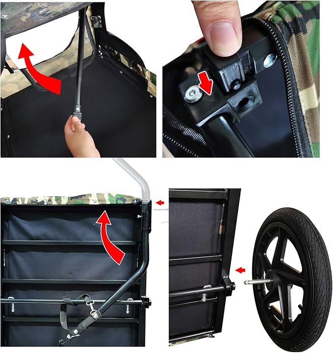 Collapsible Dog Bike Trailer for Small & Medium Pets - 16" All-Terrain Wheels, Universal Hitch, Quick Release & Non-Slip Floor - Internal Leash, Bicycle Accessories