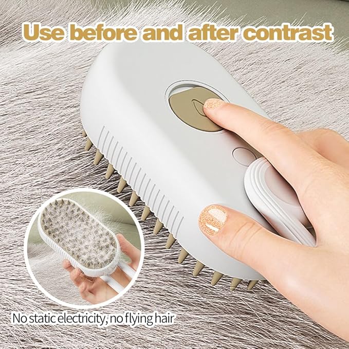 2026 Upgraded 4-in-1 Pet Steam Groomer Brush for Cats & Dogs, Massaging Steam Brush for Shedding Hair Removal, Cleaning & Grooming Comb (Brown)