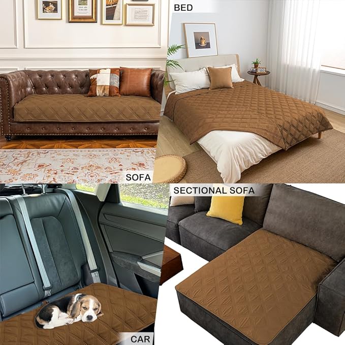 fuguitex Waterproof Dog Blanket Reversible for Small Dogs Resistant Leakproof Washable Couch Cushion Bed Protector Cover for Indoor Furniture Pet Friendly（40"*50",Brown+Brown