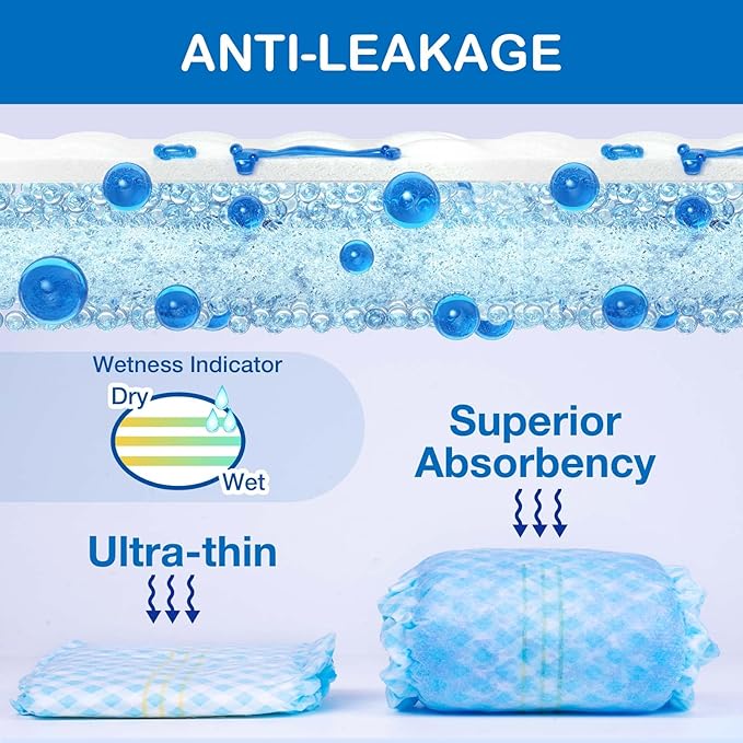 Disposable Belly Bands for Male Dogs, Puppy Diapers Male with Wetness Indicator, Super Absorbent Soft Male Dog Diapers, L, 40 Count