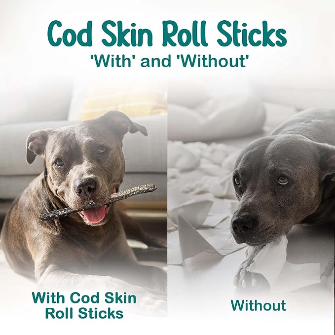 Ocean Tides Icelandic Atlantic Cod Fish Skin Treats for Dogs and Cats Dried Lean Crunch Sticks Chews