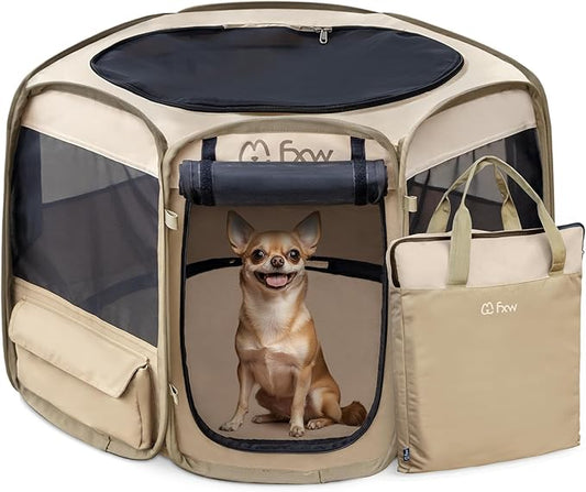 FXW Gotent Unleashed Dog Playpen Designed for Indoor/Outdoor/Travel Use, Suitable for Puppy and Small Dogs, Portable & Foldable, 29 inch│Patent Pending