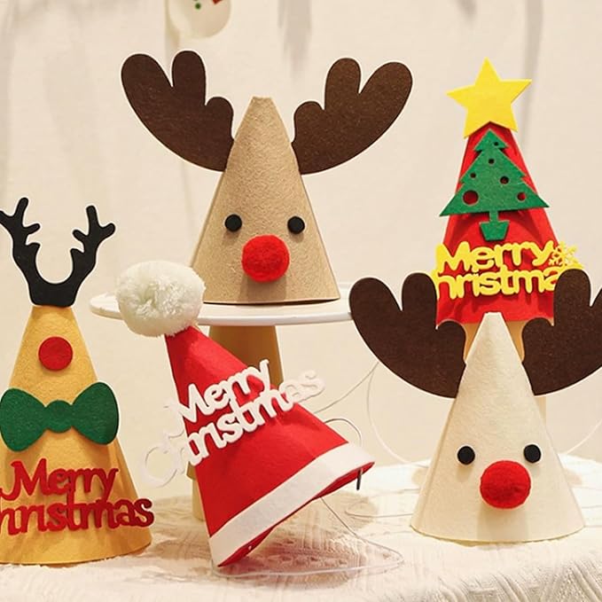 5 Pcs Christmas Dogs Hats Cute Cats Party Pet Set Dogs Santa Costumes Puppies Kittens Grooming Accessories. (Small Christmas A)