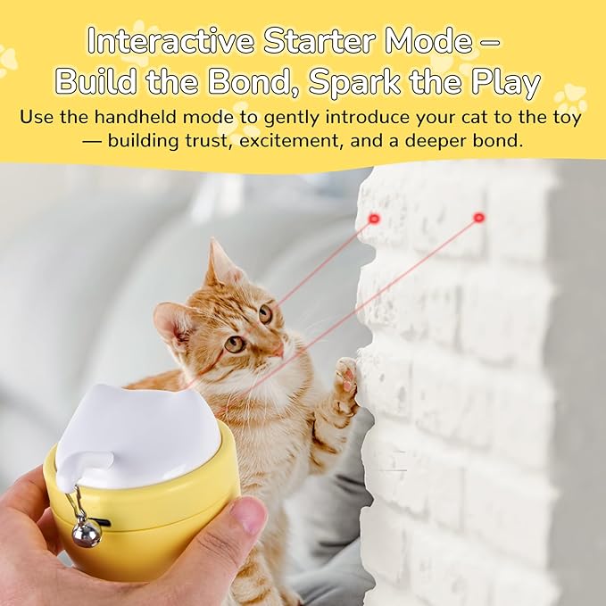 Cat Laser Toy Automatic with Dual Beams, Quiet 35–38dB Rotation, Wobble Base & 3 Modes –– Interactive Laser Automatic Cat Toy for Indoor Cats and Kittens Fun Play