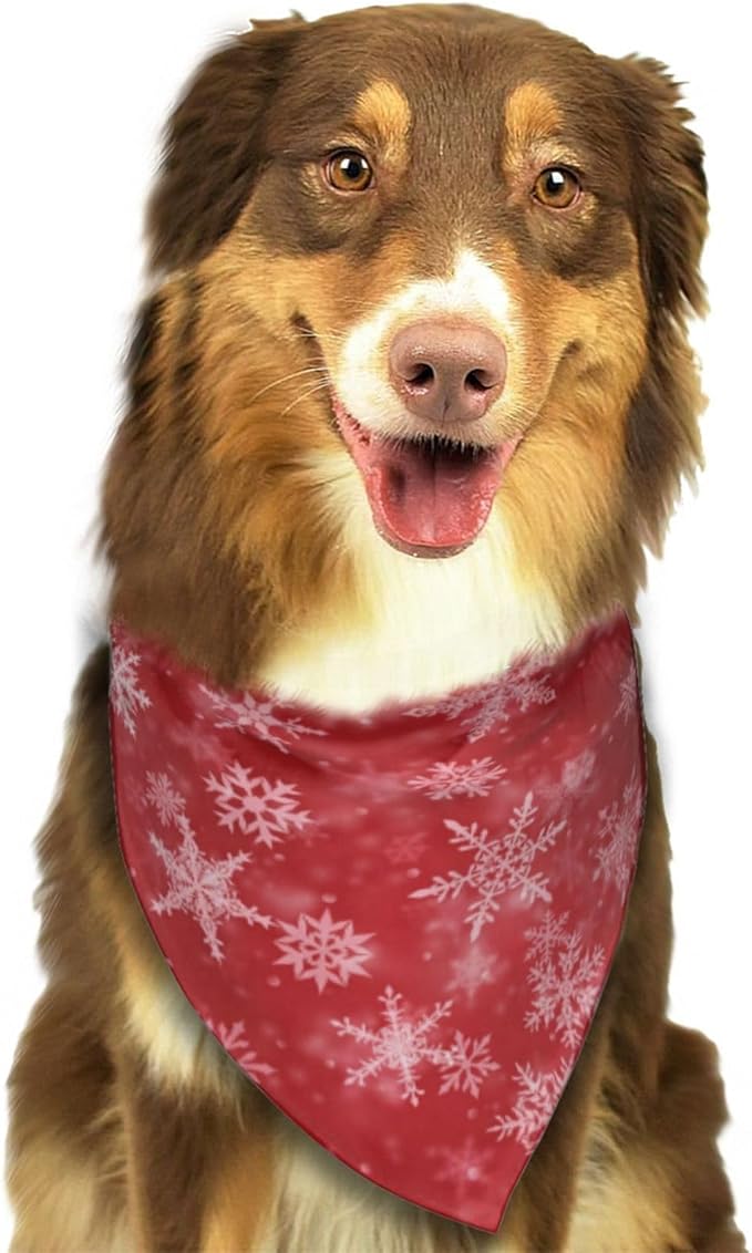 Christmas Snowflake Red Dog Bandana Scarf Triangle Bibs Pet Accessories Cat Kerchief
