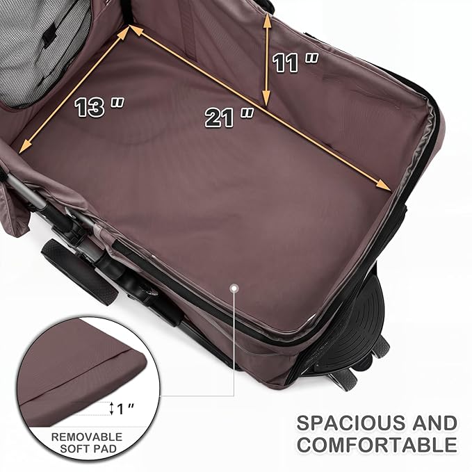 MoNiBloom Foldable Dog Strollers for Small Dogs with Weather Cover, 3 Wheels Pet Strolling Cart for Dogs and Cats with Storage Basket and Cup Holder, Breathable and Visible Mesh for All-Season, Coffee