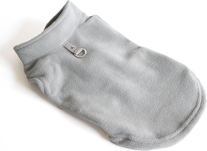 JACKO & CO - Fleece Vest Dog Sweater with Leash Ring - Soft, Warm & Lightweight Pullover Coat for Small & Medium Dogs, Puppies & Cats - Cozy Fall/Winter/Spring Pet Jacket (Grey, Large 10-16lbs)