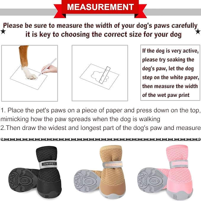 QUMY 4PCS Dog Shoes for Small Dogs, Hot Pavement Summer Puppy Dog Boots & Paw Protectors with Soft Anti-Slip Rubber Sole, Mesh Breathable Dog Booties for Hardfloors, Walking Running Black Size 4