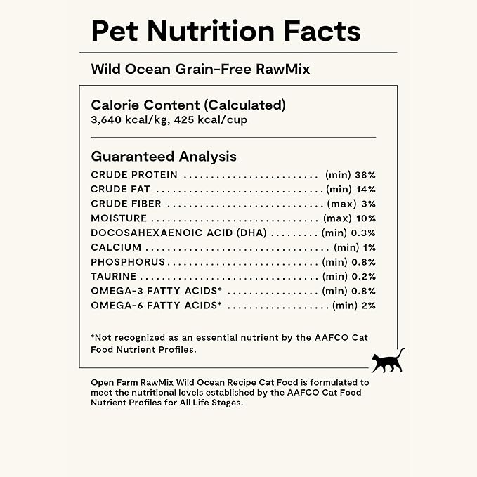 Open Farm, RawMix Dry Cat Food, Protein-Packed Kibble Coated in Bone Broth with Freeze Dried Raw Chunks, for Indoor & Outdoor Cats, Wild-Caught Whitefish, Salmon & Rockfish Recipe, 8lb Bag