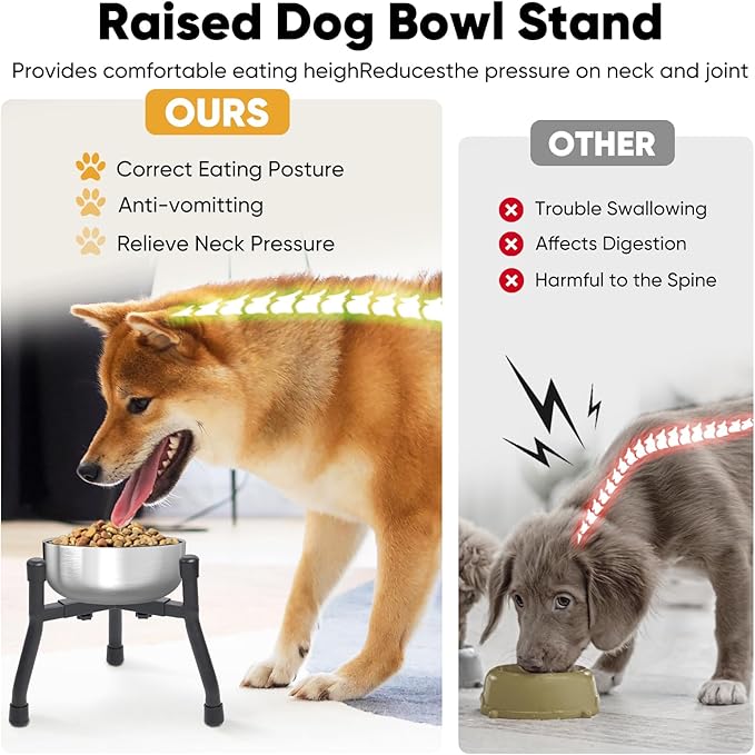 Elevated Dog Bowls [ 1 Pack ], Adjustable Metal Raised Raised Dog Bowl Stand for Medium & Large Dogs, Adjustable Wide 6.3"-10.2",3 Height Adjustment(Bowl Not Included)