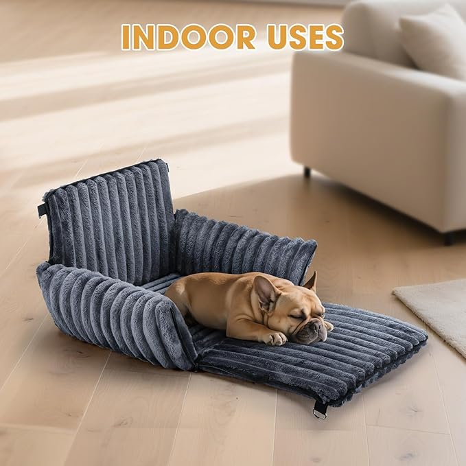 MIXJOY Dog Car Seat for Small/Medium Dogs up to 25 lbs, Multi-Functional Dog Carrier for Car with Detachable Washable Cover, Pet Travel Bed with Clip-On Safety Leash, Grey