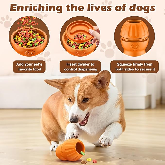 VIWIK Interactive Dog Toys to Keep Them Busy, Dog Frozen Treat Toy to Reduces Anxiety, Dogs Puzzle Enrichment Toy for Small Medium Breeds, Freezable Fillable Rubber, Easy to Clean Orange