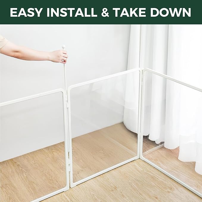 FXW Pawadise Acrylic & Wire Mesh Indoor Dog Playpen, Heavy Duty 32 Inch 8 Panels Metal Dog Pen for Small and Medium Dogs, White│Patented