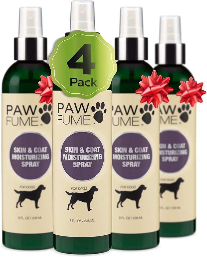 PAWFUME Skin & Coat Detangler Spray for Dogs, 4-Pack – Soothe Dry, Itchy Coats Quickly – Non-Toxic Chamomile & Oat Formula, Essential Fatty Acids & Vet-Certified – Dog Detangler Spray Dematting Care