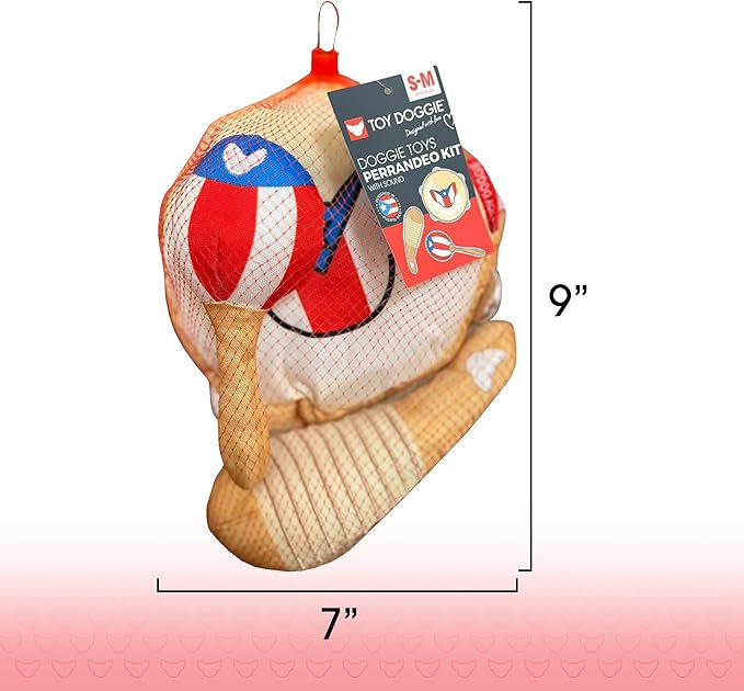Squeaky Pet Toys | Puerto Rican Instrument-Inspired Perrandeo Kit – 3-Pack Pet Toys for Dogs and Cats | Durable & Engaging for All-Day Play | 9”H x 7”W
