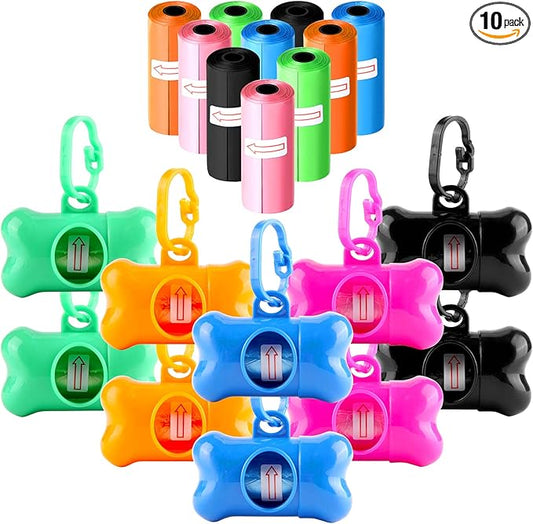 10 Pack Bone Shaped Poop Bag Dispenser Pet Waste Disposal Bag Dispenser (Random Color)