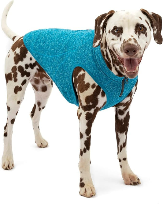 Kurgo Core Dog Sweater, Knit Dog Sweater with Fleece Lining, Cold Weather Pet Jacket, Zipper Opening for Harness, Adjustable Neck, Year-Round Sweater for Large Dogs (Heather Blue, Large)