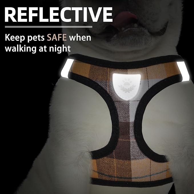 PUPTECK Adjustable Dog Harness Collar and Leash Set Step in No Pull Pet Harness for Small Medium Dogs Puppy and Cats Outdoor Walking Running, Soft Mesh Padded Reflective Vest Harnesses, Orange XXS