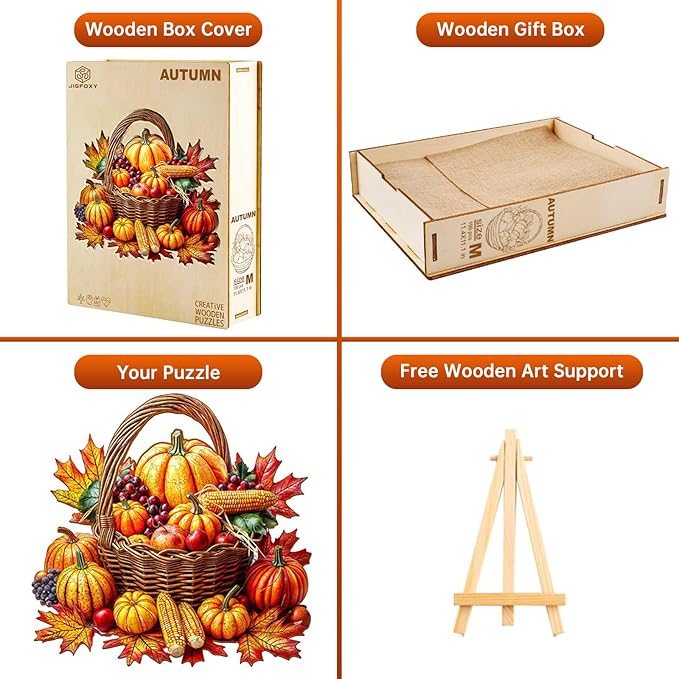 Jigfoxy Wooden Puzzles for Adults, Fall Wood Puzzles Adult, Unique Animal Shape Wooden Jigsaw Puzzles for Adults, Birthday Gifts for Puzzle Lovers, Family (S-8.5 * 8.2in-100pcs)