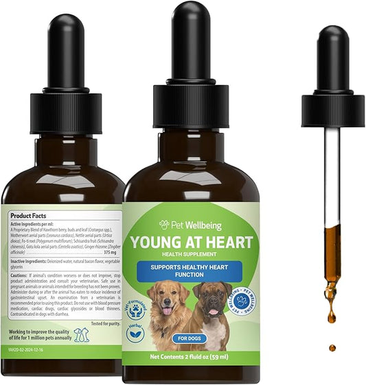 Pet Wellbeing Young at Heart for Dogs - Senior Heart Health Support, Cardiovascular Wellness & Vitality - NASC Certified & Vet-Formulated - 2 oz Liquid Formula