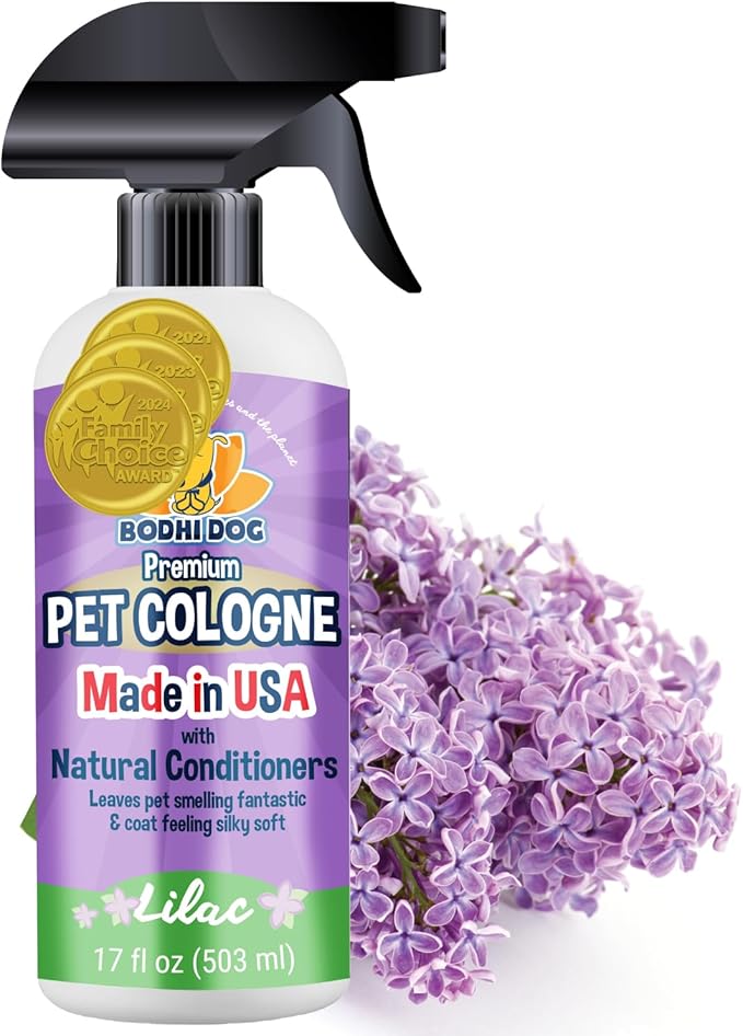 Bodhi Dog Premium Dog Cologne - Deodorizing Dog Perfume & Conditioner for Dogs & Cats - Natural Long Lasting Spray - Keeps Pets Fresh All Day - Gentle & Safe Formula, Made in USA (Lilac 17 Fl Oz)