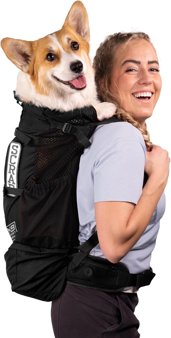 K9 Sport Sack Knavigate - Medium, Midnight Black - Ideal for Dogs with 17-19” Back Length - Adjustable, Backpack-Style Carrier with Internal Frame & Padded Hip Belt