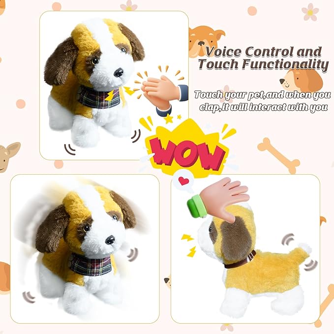 Puppy Toys for Kids, Toy Dogs That Walk and Bark, Walking Dog Toy for Kids with Leash, Interactive Stuffed Puppy with Remote Control, for Girls and Boys Aged 3-7 Year Old