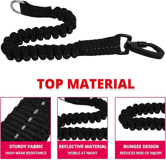 Long Dog Leash 15 FT: Heavy Duty Rope Leashes for Dogs Training with Swivel Lockable Hook Reflective Threads Bungee and Padded Handle - Dog Lead for Large Small Medium Dogs Outside Walking Hiking Pink