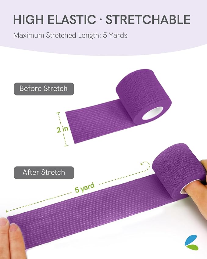 FriCARE Self Adhesive Bandage Wrap, Medical Tape in First Aid Kit, Cohesive Bandages for Wounds Sport Vet, 2 inches X 5 Yards 6 Rolls, Lagoon Breeze