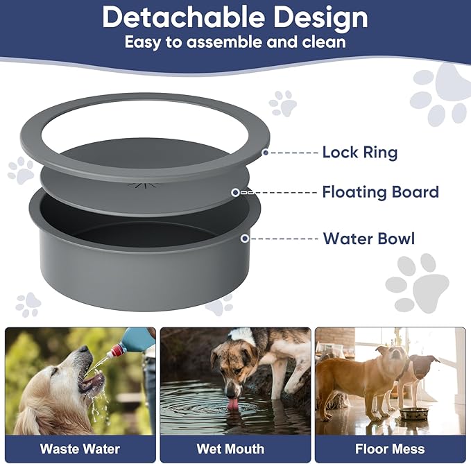 XIAZ Slow Feeder Dog Bowl Elevated Food and Water Bowl Stand for Large Medium Sized Dog, 4 Heights Adjustable, Non-Slip, Durable, Prevents Bloating & Improves Digestion for Dogs