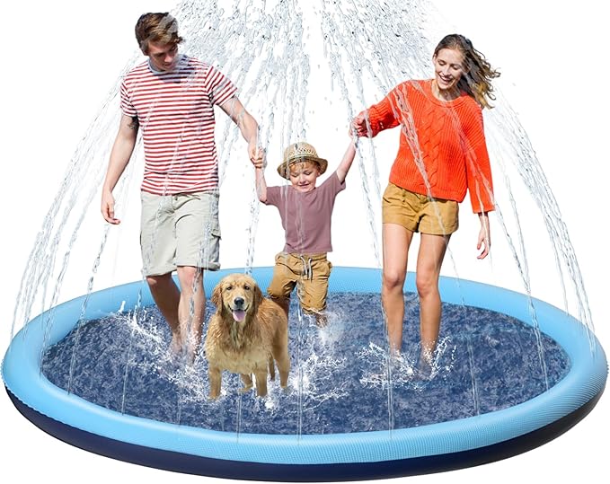 Kids Dog Splash Pad Sprinkler - Jasonwell Non Slip Dog Sprinkler Pad Splash Pool Puppy Dogs Pool Summer Outdoor Water Toys Backyard Durable Splash Pad for Toddlers Kids Small Medium Large Dogs Pet