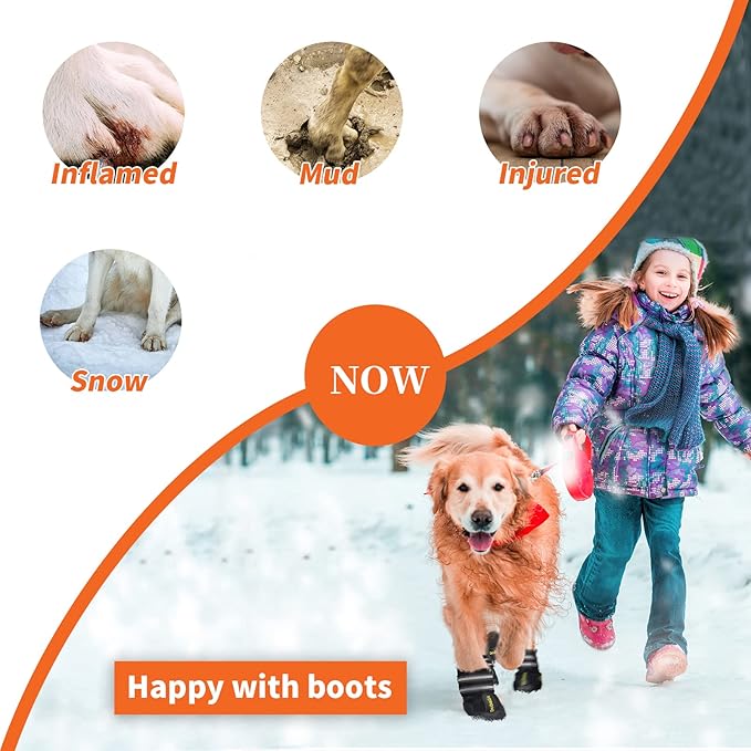 DcOaGt Dog Shoes for Large Dogs, Anti-Slip Dog Boots & Paw Protectors for Hot Pavement Summer Snow Hiking Walking, Waterproof Breathable and Reflective Dog Booties for Large Size Dogs 4PCS