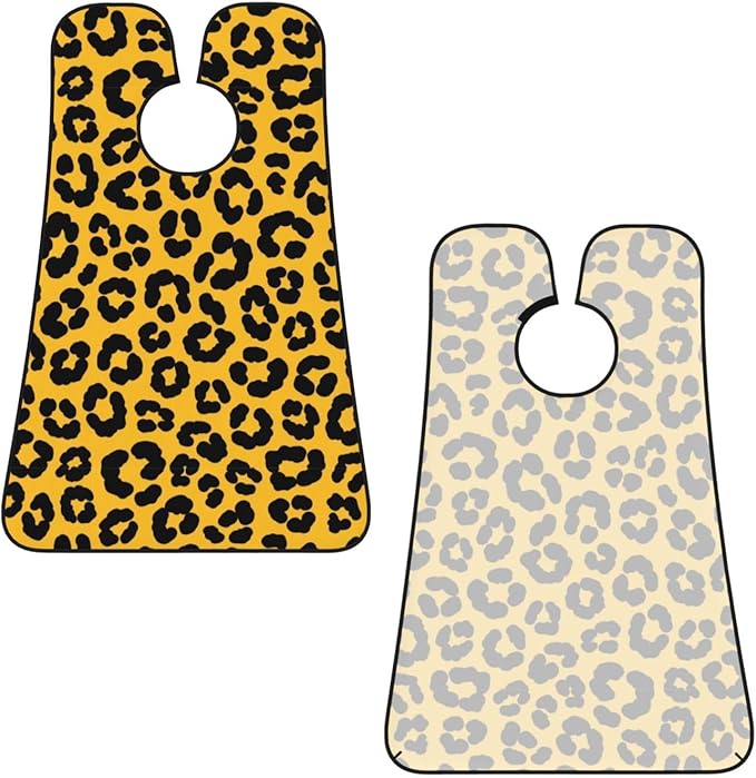 Adjustable Beard Catcher Apron, Wild Animal Cheetah Leopard Print Yellow Shave Bib, Non-Stick Waterproof Grooming Bib, Shaving Essential for Men Dad Christmas