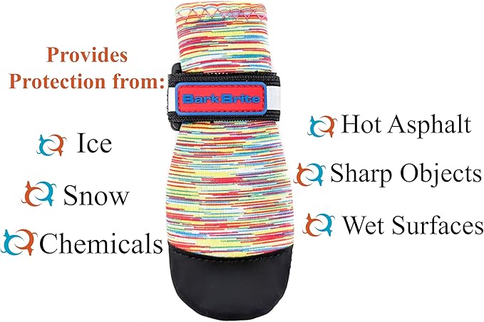 All Weather Neoprene Paw Protector Dog Boots with Reflective Straps in 5 Sizes! (Multicolor Small)