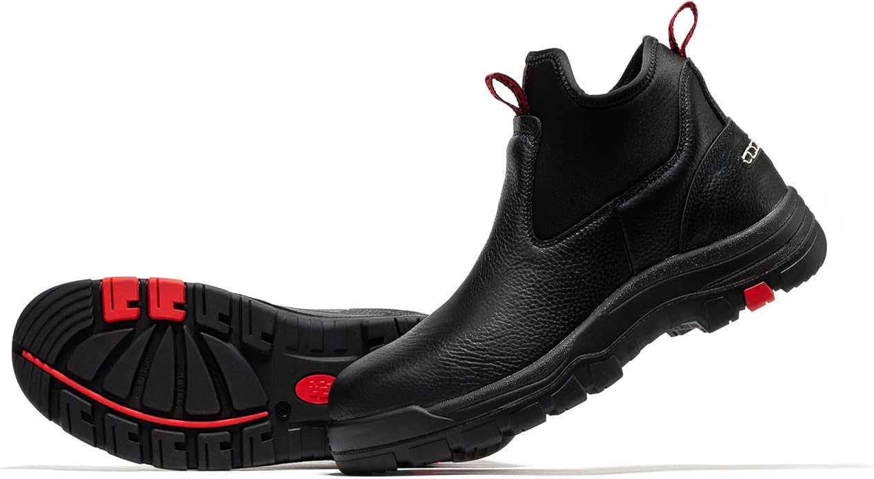 ROCKROOSTER Bakken Men's Black 6 inch Chelsea Boots, EH Rated Waterproof Slip-on Work Boots AK303-Soft Toe, AK323-Steel Toe, CP323-Comp Toe