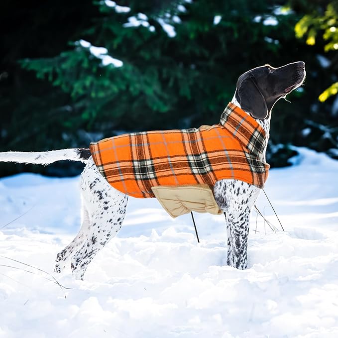 Kuoser Waterproof Dog Coat, Reversible Dog Jacket for Large Dogs, Adjustable Durable Doggie Winter Coat for Groowing Puppies Warm Puppy Cold Weather Apparel, Orange L