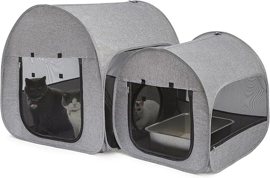 LUCKITTY Portable Cat Playpen, Delivery Room, Enclosure, Postoperative Recovery, House Design for Better Standing, Foldable Pet Tent for Indoor and Outdoor Use, Cat Houses & Condos Dark Gray