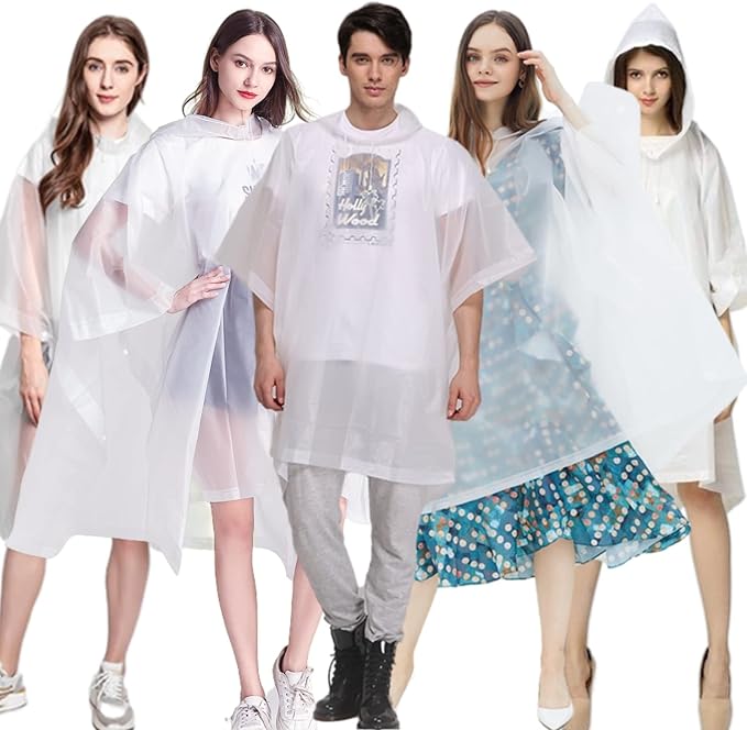 Rain Poncho Raincoats for Adults Reusable - 2-5 Pack EVA Waterproof Rain Coat with Hood, Rain Gear for Women Men