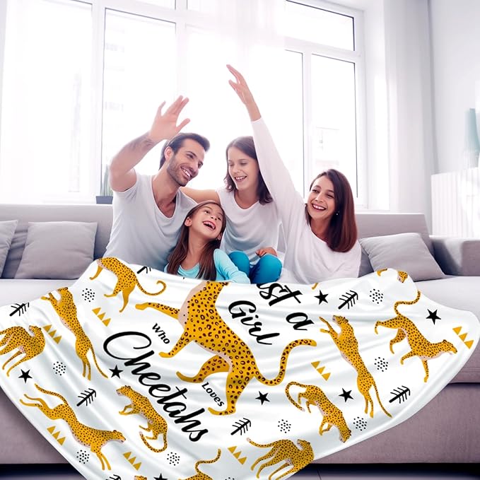 Cheetah Blanket Plush Gifts Just A Girl Who Loves Cheetah Blankets Ultra Soft Cozy Flannel Throw Blankets Bedding for Kids Girls Adults Women Gifts 50" x40
