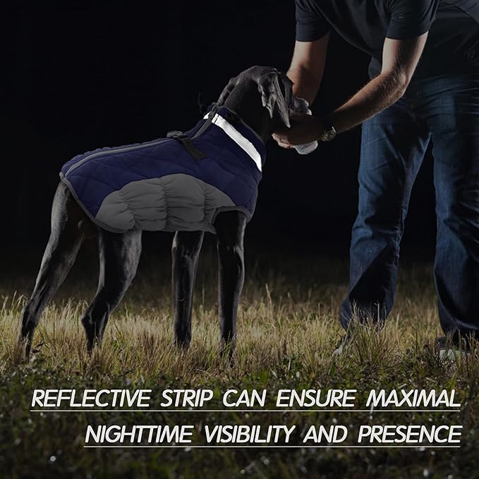 FUAMEY Dog Coat for Small Dogs,Waterproof Dog Winter Jacket with Harness Built in Puppy Cold Weather Coats Reflective Pet Vest with Zipper Warm Fleece Dogs Snowsuit Windproof Blue S