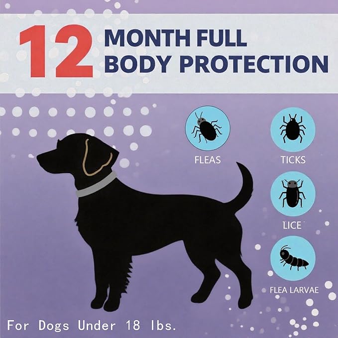 Flea and Tick Collar for Small Dogs,Under 18 lbs,12-Month Protection,Natural Ingredients,Waterproof & Adjustable,Includes Flea Comb & Tick Removal Tool,2 Pack